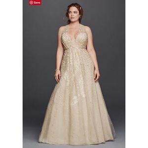 Melissa Sweet Floral Wedding Dress with V-Neckline